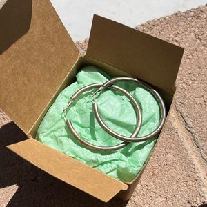 Hollow Silver Hoops